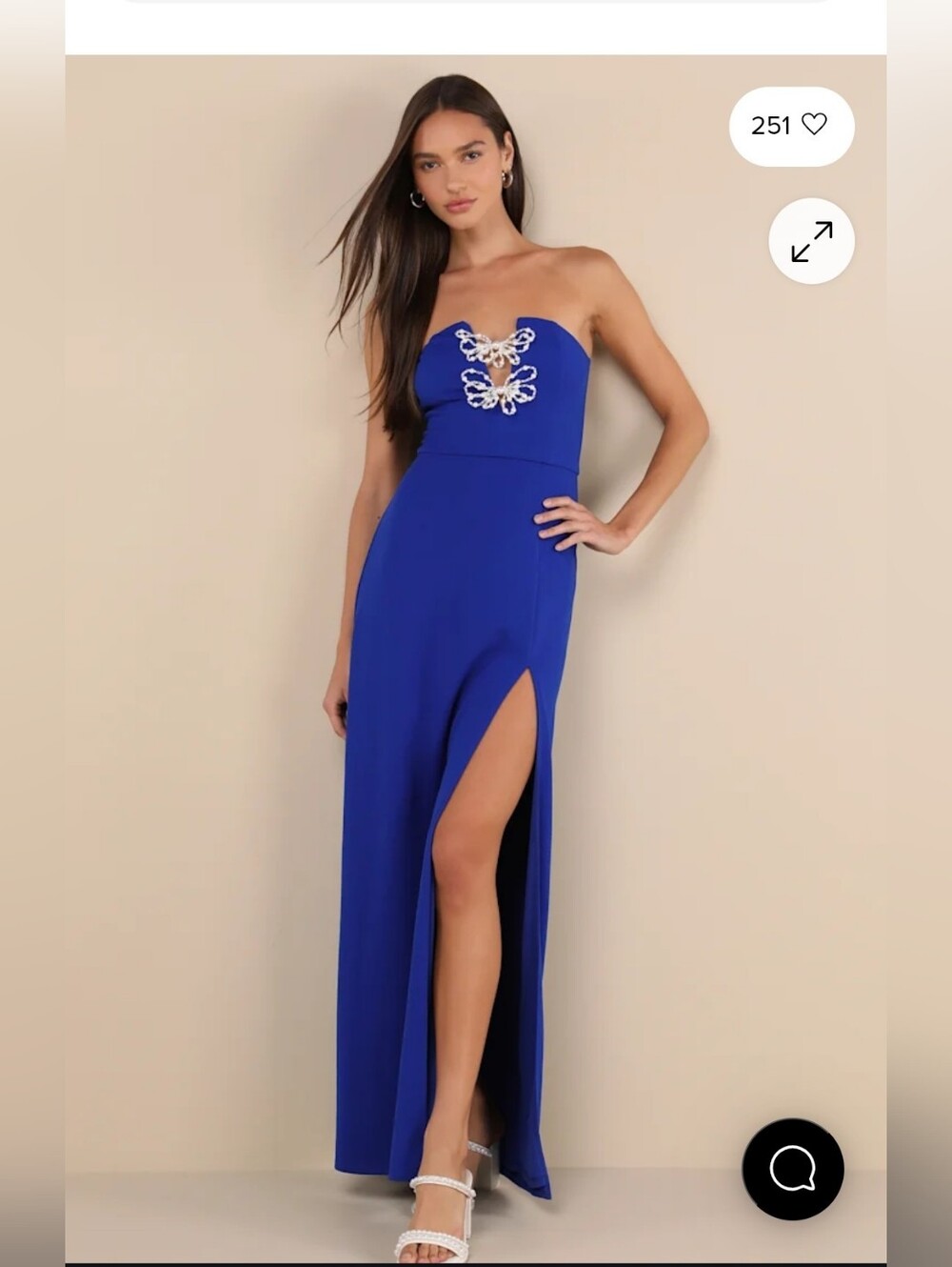 Striking Aura Royal Blue Pearl Strapless Mermaid Maxi Dress
